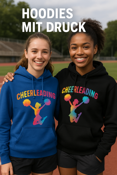 Cheerleader Hoodies mit DTF-Druck – individuell & hochwertig bedruckt